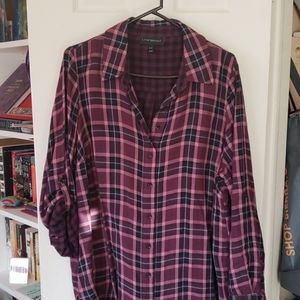 Purple plaid long sleeve blouse